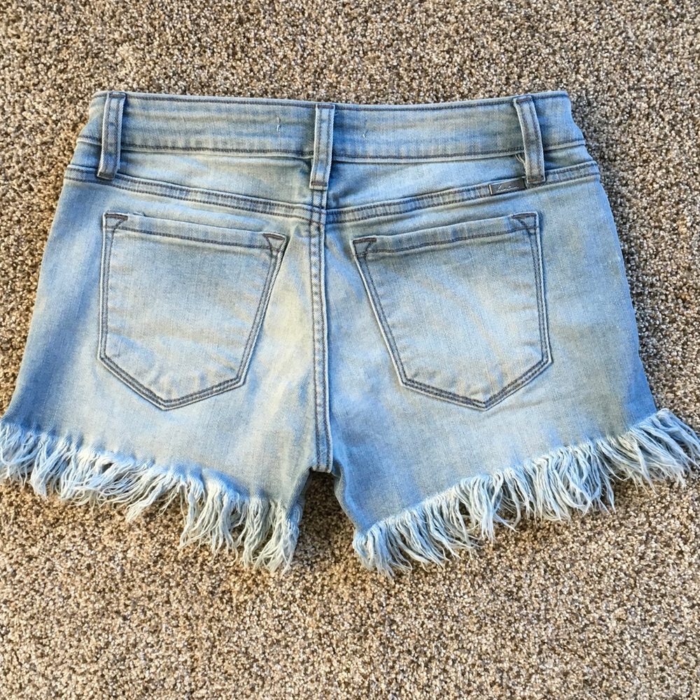 KanCan Light Blue Frayed Hem Denim Shorts